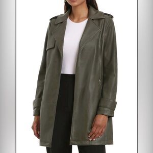 bagatelle Olive Green Vegan Leather Trench
